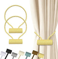 Hion Magnetic Curtain Tiebacks Golden 2pcs, Curtain Tiebacks Buckles Holdbacks by Hion