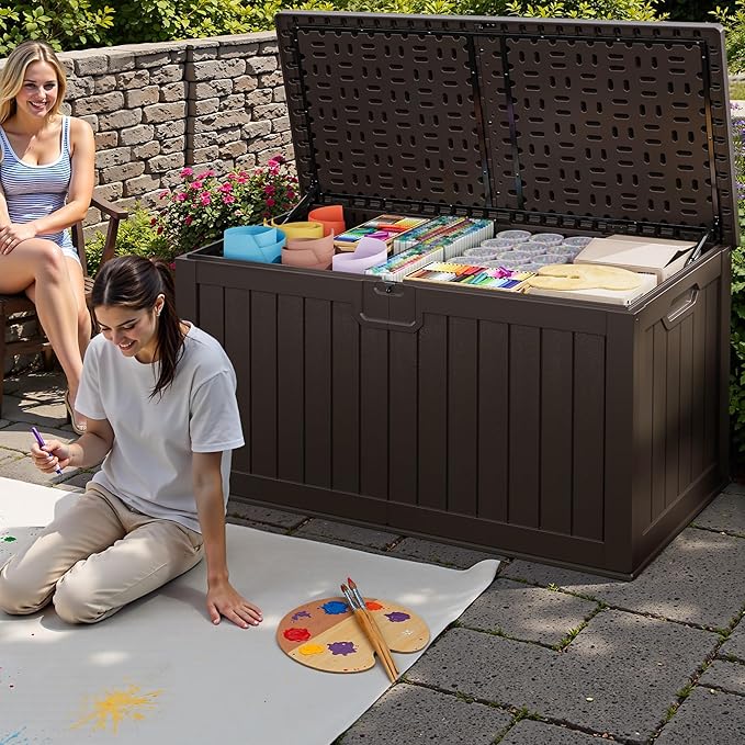 JUMMICO 250 Gallon Outdoor Resin Deck Box - Image 6
