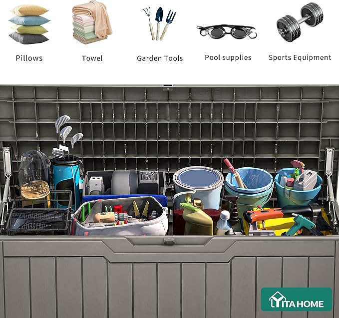 YITAHOME 80 Gallon Outdoor Storage Box, Large Waterproof Resin Deck Box - Image 4