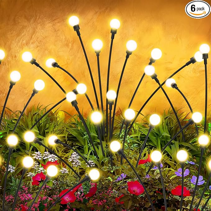 ALSO GO Solar Lights Outdoor, 6 Pack 48 LEDs Firefly Lights, Waterproof Solar by ALSOGO
