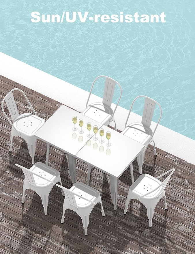 Nazhura Metal Dining Chair Farmhouse Tolix Style - Image 6