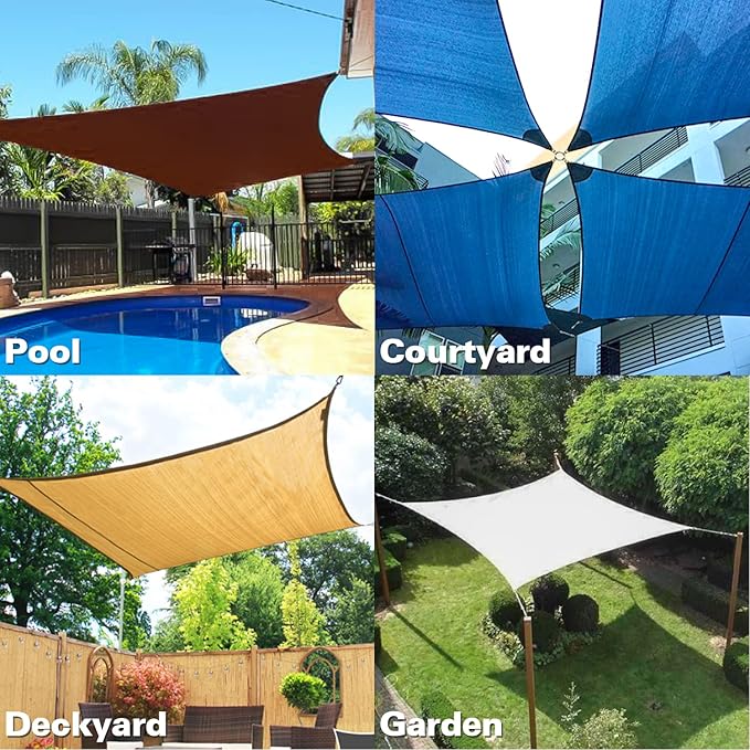 KANAGAWA 6'X10' Dark Green Custom Size Sun Shade Sail Rectangle UV Block Canopy - Image 7