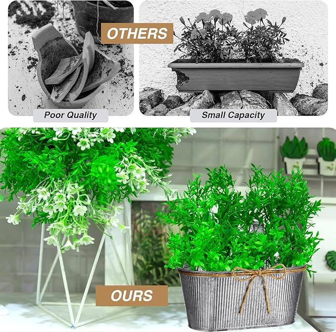 Hicarer 4 Pcs Metal Hanging Flower Pots, 10.6 Inch Vertical Grained Metal Color - Image 5