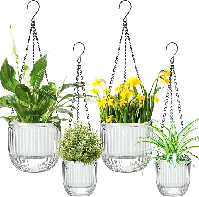 Maxcheck 4 Pcs Self Watering Hanging Planters Indoor Gift 6.5'' 4.5'' Hanging by Maxcheck