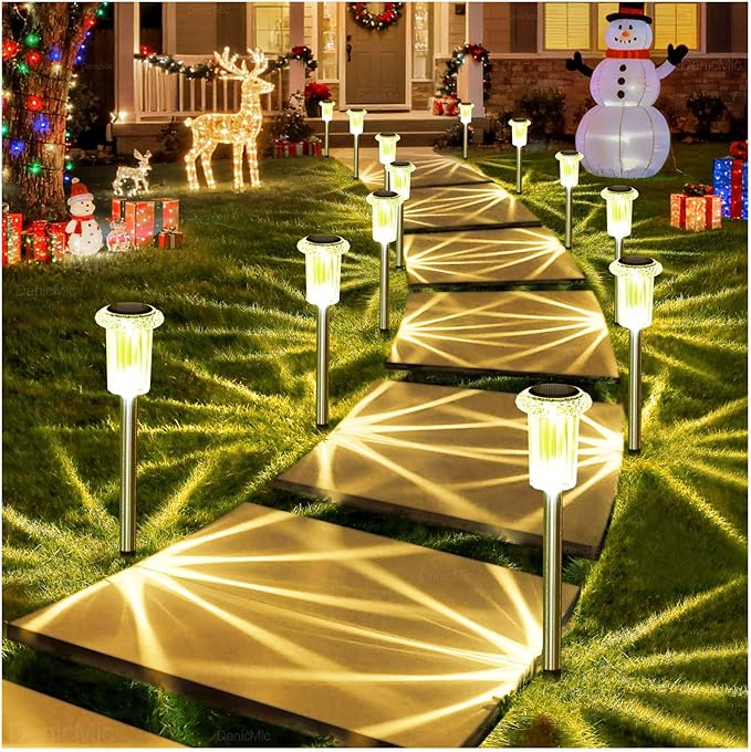 DenicMic Solar Lights Outdoor 10 Pack Waterproof 3000K Warm White LED Stainless - Image 8