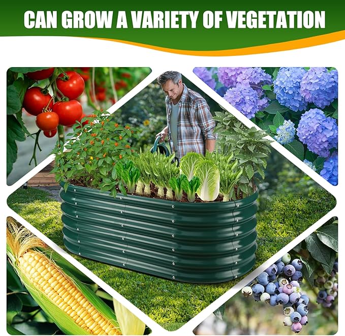 17" Tall Elevated Oval Metal Raised Garden Bed - 4ft x 2ft in Size and 0.8MM - Image 5