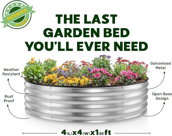 Round Galvanized Raised Garden Bed // 4×4×1 ft Galvanized Raised Garden Beds - Image 4