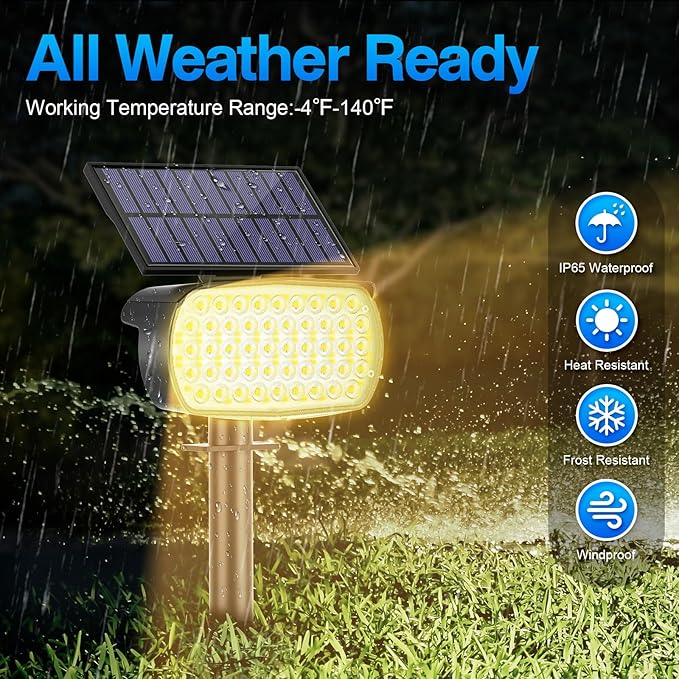 108 LED Solar Spot Lights Outdoor, Solar Lights Outdoor IP65 Waterproof - Image 6