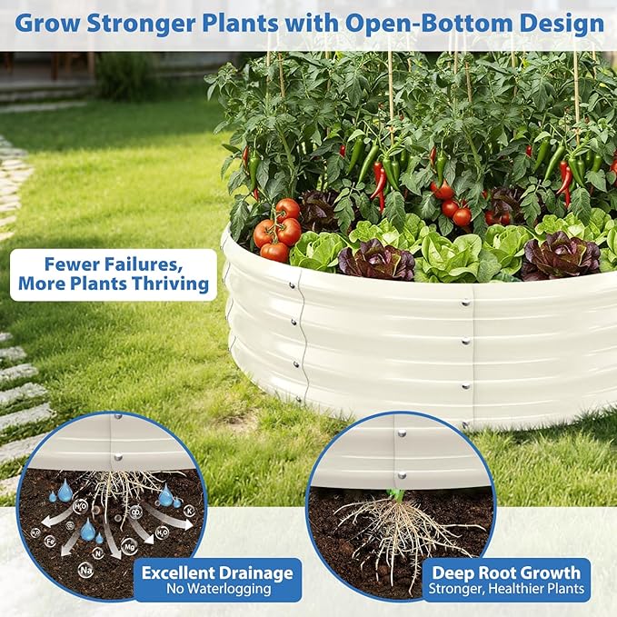 Round Galvanized Raised Garden Bed, Easy DIY Assembly, Above Ground Gardening - Image 5
