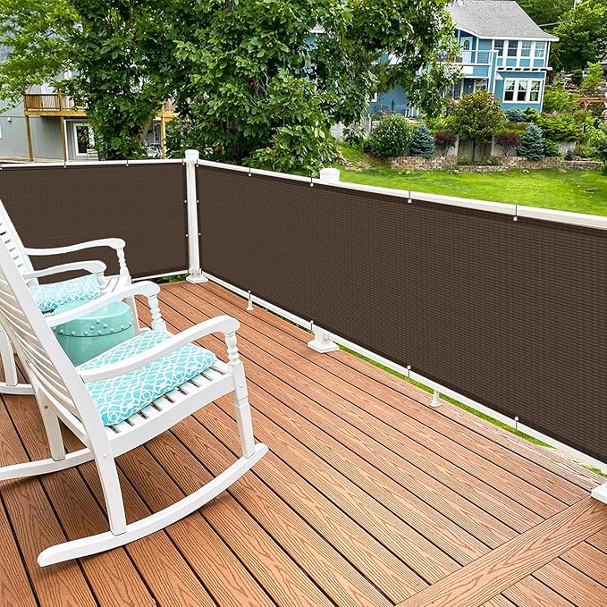LOVE STORY 3.3'x19.7' Brown Balcony Screen Privacy Fence Cover UV Protection - Image 2