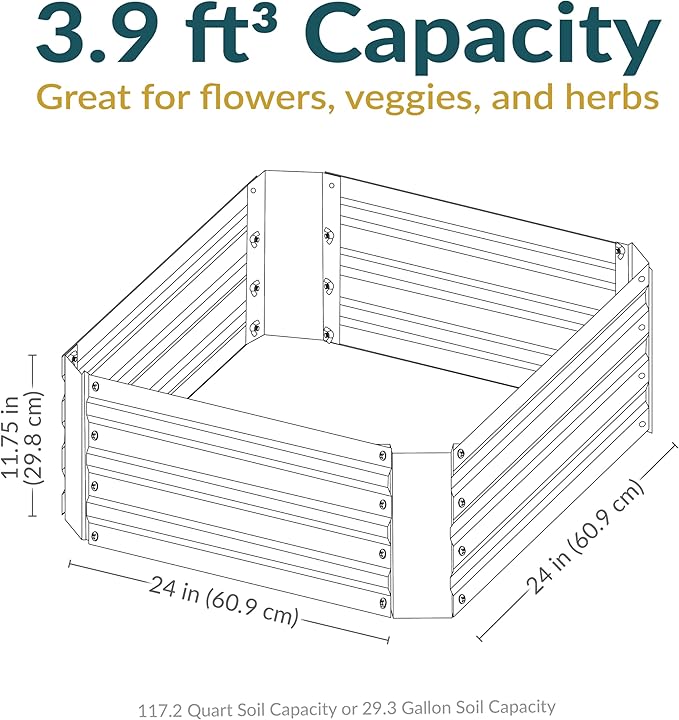 Sunnydaze 11.75" H Raised Metal Garden Bed - Image 6