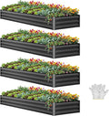 YITAHOME 4pcs 12x4x1 ft Galvanized Raised Garden Bed Kit, Large Metal Planter by YITAHOME