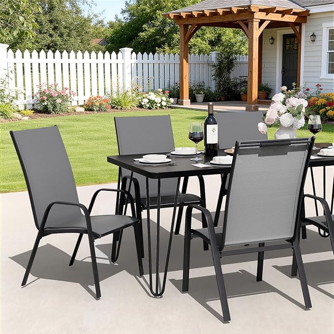 JEAREY Patio Dining Chairs Set of 4, Outdoor Stackable Dining Furniture Set - Image 4