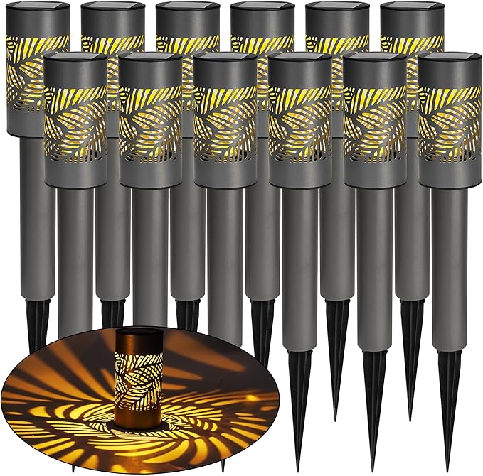 Dazzle Bright Solar Pathway Lights Outdoor, 12 Pack LED Warm White Waterproof by DazzleBright