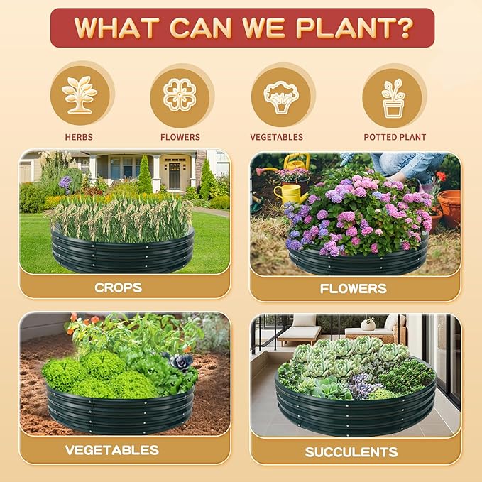 Durable Round Steel Raised Garden Bed Painted - Image 5
