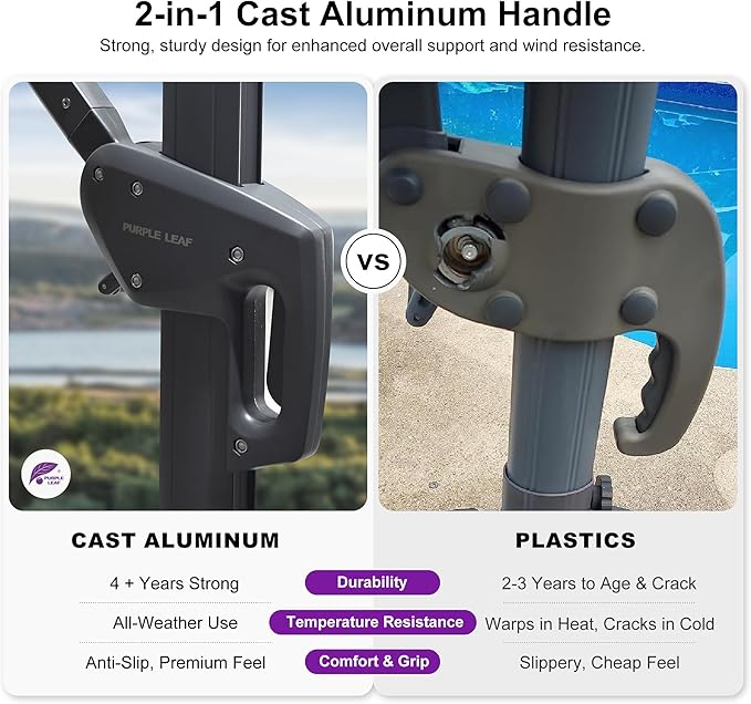 PURPLE LEAF 9' X 11.5' Rectangle Cantilever Umbrella - Image 7