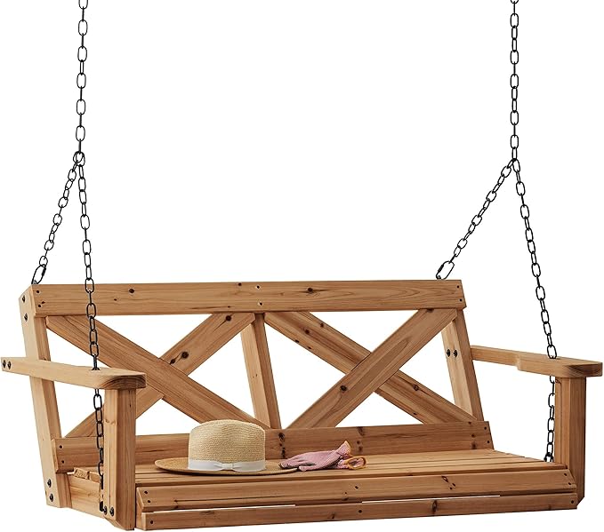 Backyard Discovery 55" Cedar Wood Farmhouse Outdoor Porch Swing Bench by BackyardDiscovery