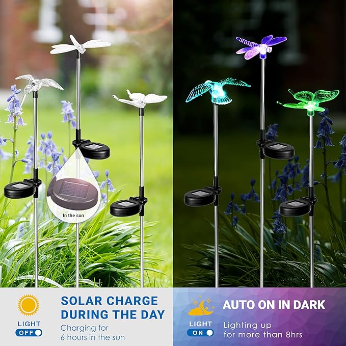 SOLPEX Solar Garden Lights, 3 Pack Solar Butterfly Lights Yard Decorations - Image 3