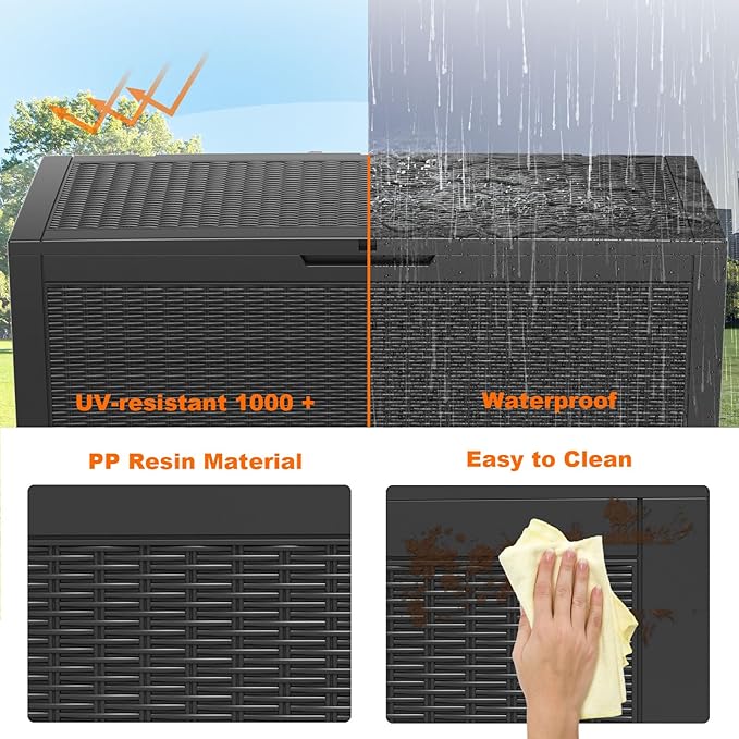 120 Gallon Waterproof Outdoor Storage Box, Resin Deck Box, Lockable Outside - Image 5