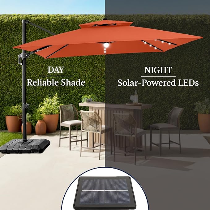 Best Choice Products 9x12ft LED Cantilever Patio Umbrella w/Base Included & - Image 6