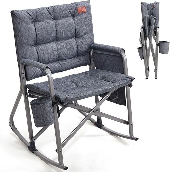 EVER ADVANCED Lightweight Folding Rocking Camping Chair, Padded Portable Rocker by EVERADVANCED