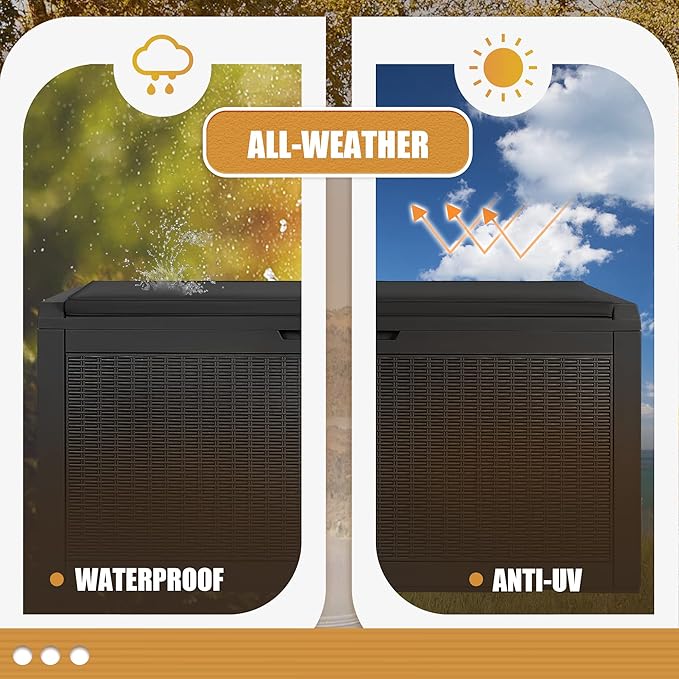 Devoko 100 Gallon Waterproof Large Resin Deck Box Outdoor Storage Box Indoor - Image 7