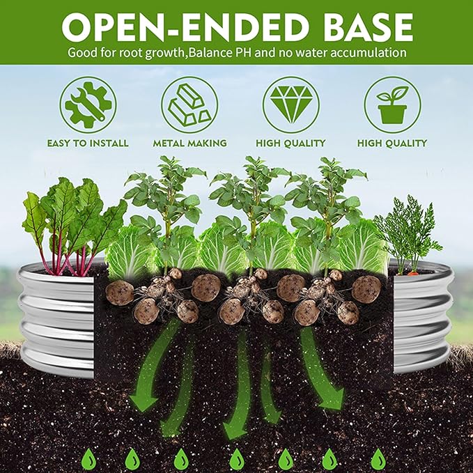 GADI Metal Raised Garden Bed 2Sets Galvanized Planter Box - Image 4