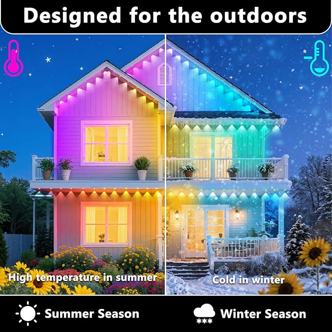 150FT Permanent Outdoor RGB Lights, IP67 Waterproof Smart Eave Lighting - Image 3