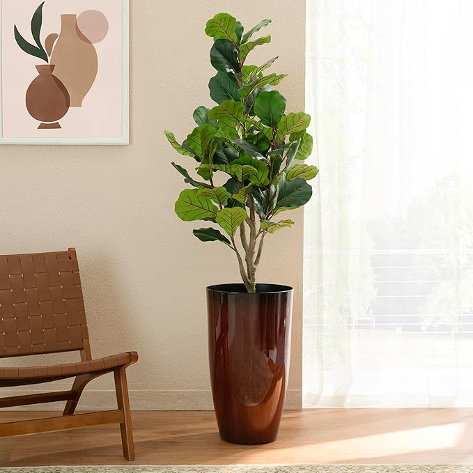 Glitzhome 23.5" H Oversized Tall Planter, Gradient Red Faux Ceramic Finish - Image 3