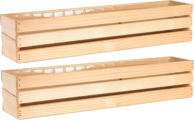 20" Rectangular Rustic Wood Planter by Unknown