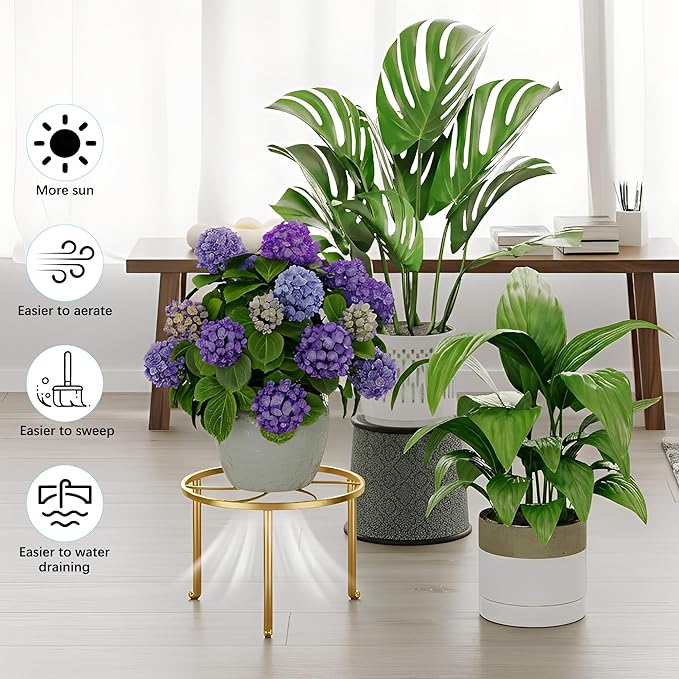 5 Pack Metal Potted Plant Stand Anti-Rust Iron Flower Pot Stands Outdoor Plant - Image 4