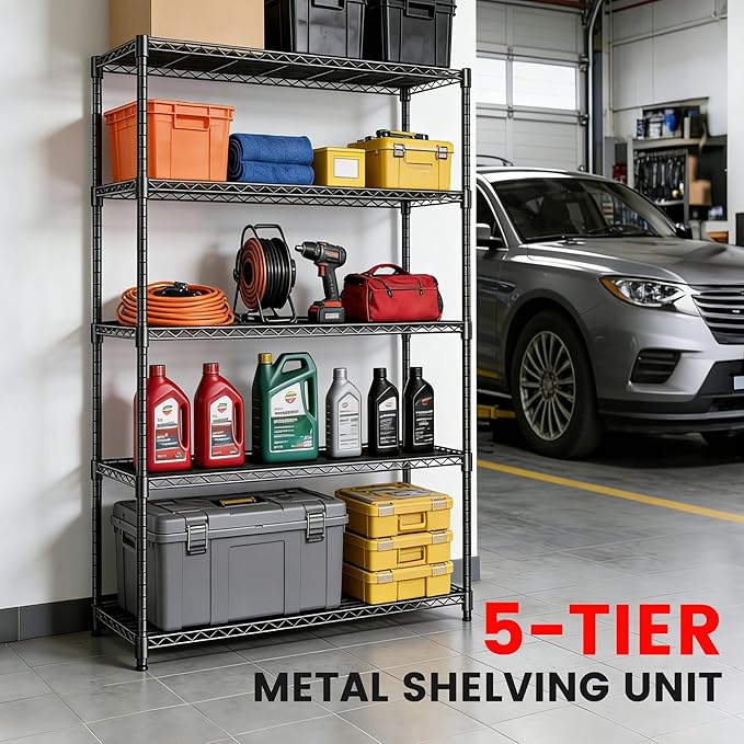 Xcity Storage Shelves, 5 Tier Heavy Duty Metal Shelving Unit, 2000 LBS Capacity - Image 3