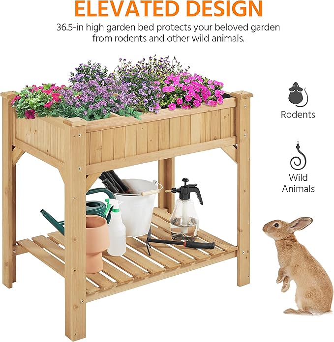 Yaheetech 36'' Hx25'' Wx37'' L Raised Garden Bed 8 Pocket Herbs Garden Planter - Image 5