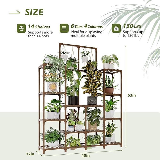 Plant Stand Indoor Outdoor 63" Tall Plant Shelf - Image 4