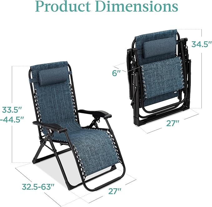 Best Choice Products Oversized Zero Gravity Chair, Folding Outdoor Patio - Image 3