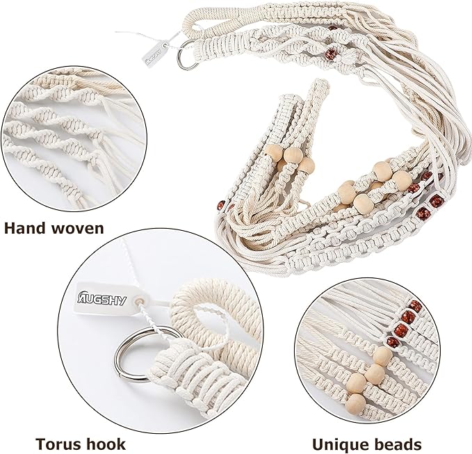 Augshy Macrame Plant Hanger, 2 Packs Plant Hangers, Hanging Planter - Image 4