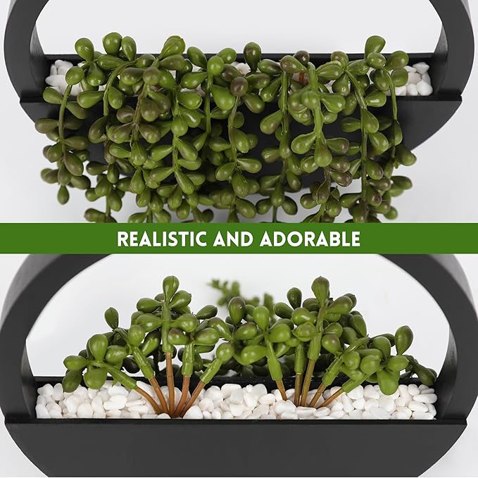 Floweroyal 2pcs Artificial Succulents Hanging Plants 12.2'' Fake String of - Image 4