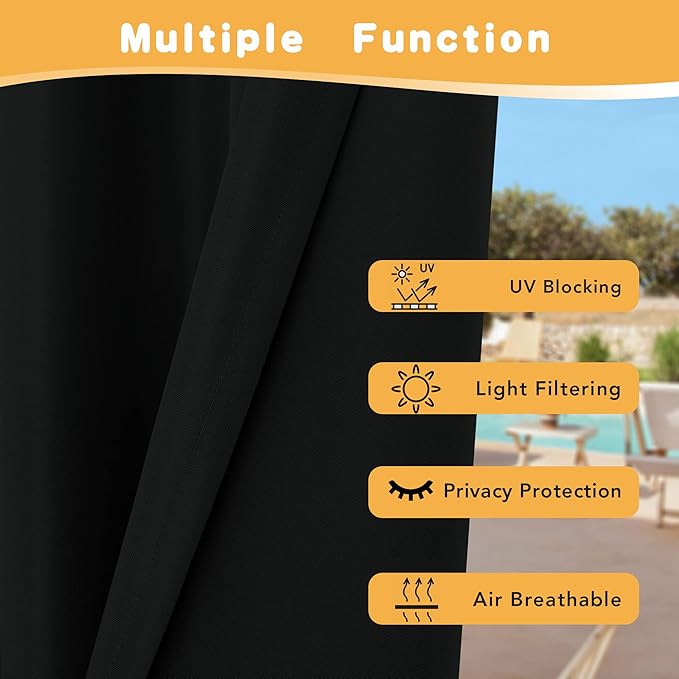 HolidayIdeas Outdoor Curtains for Patio Waterproof, 2 Panels - Image 3