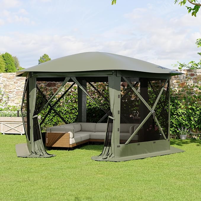13x13FT 6-Sided Pop Up Gazebo Tent，One-Push Setup Canopy Tent - Image 6
