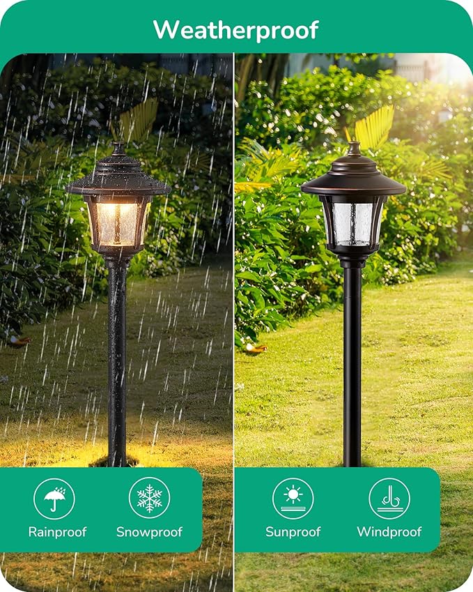 EDISHINE Low Voltage Landscape Lights, 12V 3W 120LM 3000K Seed Glass Outdoor - Image 4