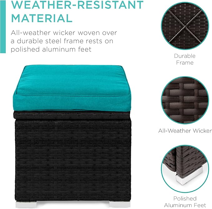Best Choice Products Set of 2 Wicker Ottomans, Additional Seating, Side Table - Image 5