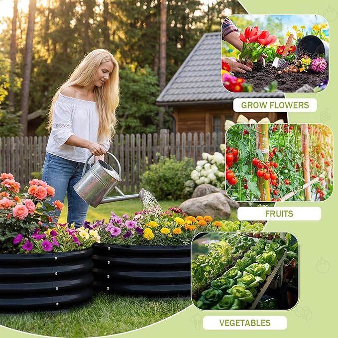 AHEONLAR 3 Pack 2x2x1 ft Round Galvanized Raised Garden Bed Kit Round Metal - Image 4