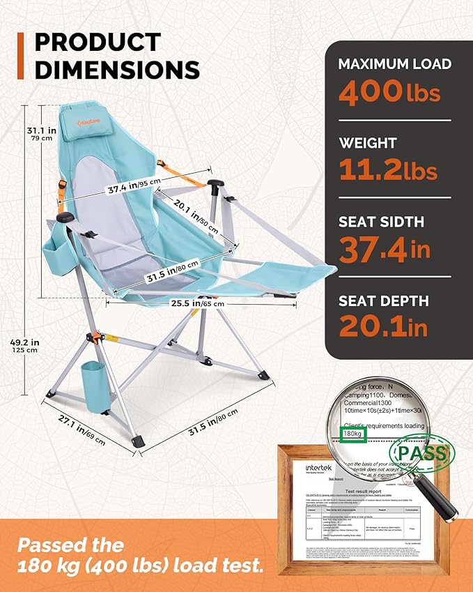 KingCamp Hammock Chair with Footrest – Heavy Duty Swinging Rocking Camping - Image 2