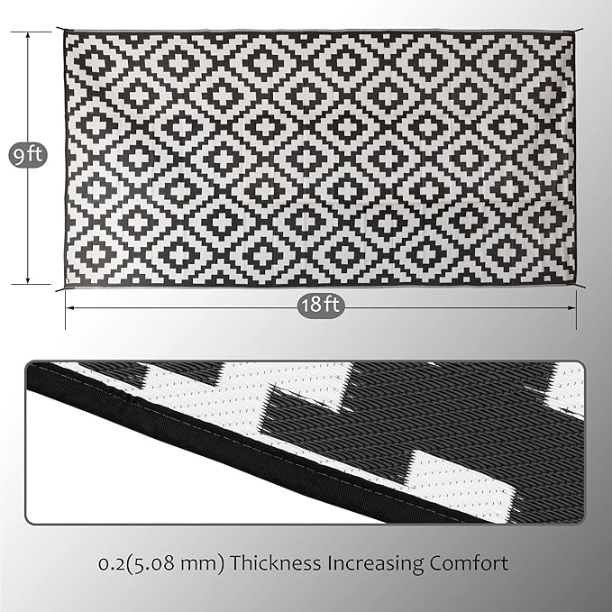 SAND MINE Waterproof Outdoor Rug 9x18 ft, Plastic Straw Rug, Modern Area Rug - Image 2