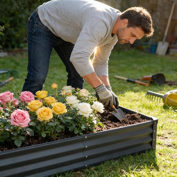 GARDMAX 8x4x1FT Galvanized Raised Garden Bed Kit, Metal Planter Boxes Outdoor - Image 9