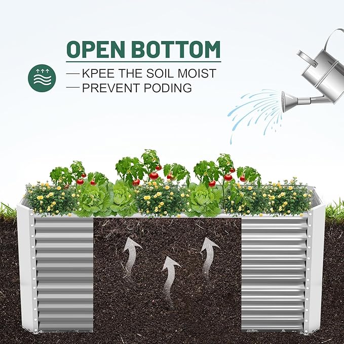 Land Guard 6x3x3ft Rectangular Galvanized Raised Garden Beds, Large-Capacity - Image 5