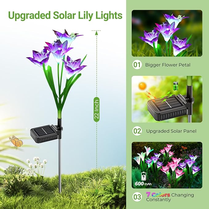 WdtPro Solar Outdoor Lights Garden Decorative 10 Pack, Waterproof Solar Garden - Image 3