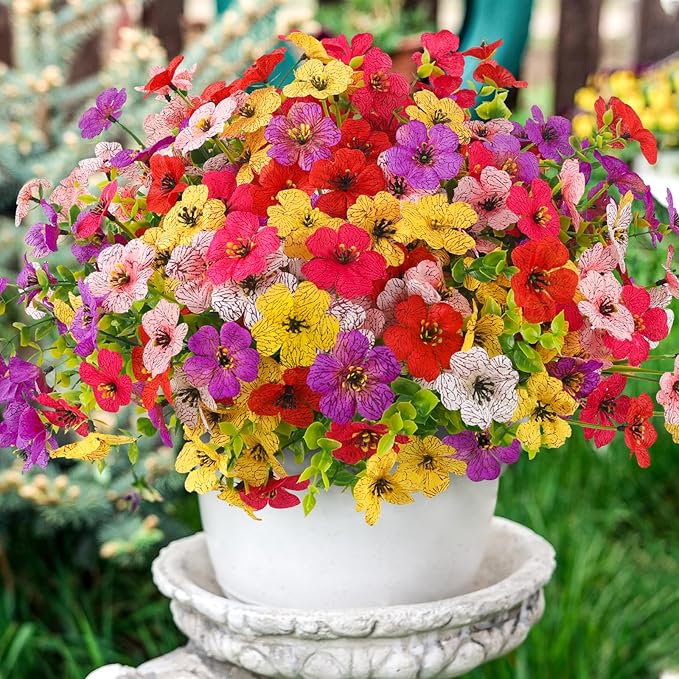 MACTING Artificial Flowers for Outdoors 12 Bundles Faux Outdoor Plants UV - Image 7