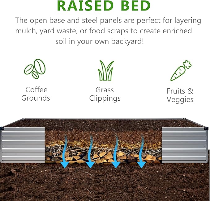 2PCS 8x4x1ft Galvanized Raised Garden Bed Kit, Metal Planter Box - Image 3
