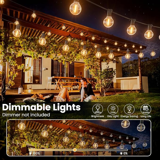RTTY Dense-Glow Outdoor String Lights 25ft, G40 Led Patio Globe Lights - Image 9